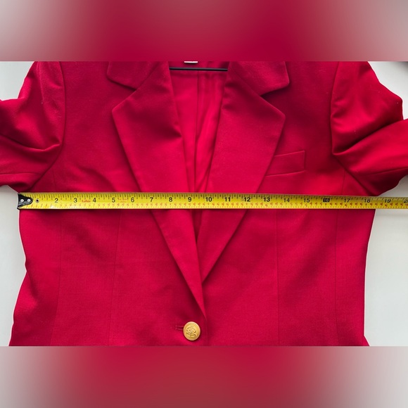 TALBOTS 100% Wool One Button Structured Blazer Jacket Red festive preppy 8P - Picture 8 of 9